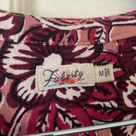 Faherty Isha MIDI Dress Linen Blend Size Medium Rose Desert Bloom Summer Beach - Picture 5 of 14